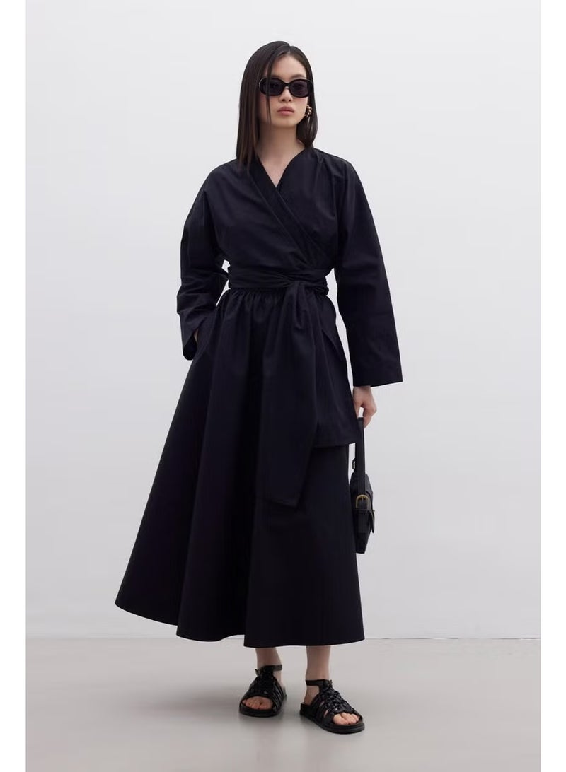 Manuka Kimono Style Premium Shirt Black - Image 3