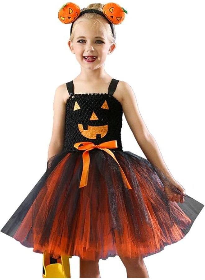 Home Smart Witch Costume Princess Dress for Girls Pumpkin Masquerade Show Tutu Skirt Dress for Girls. - Image 1