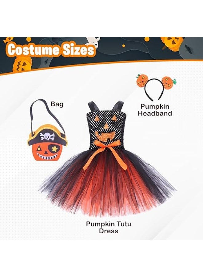 Home Smart Witch Costume Princess Dress for Girls Pumpkin Masquerade Show Tutu Skirt Dress for Girls. - Image 3