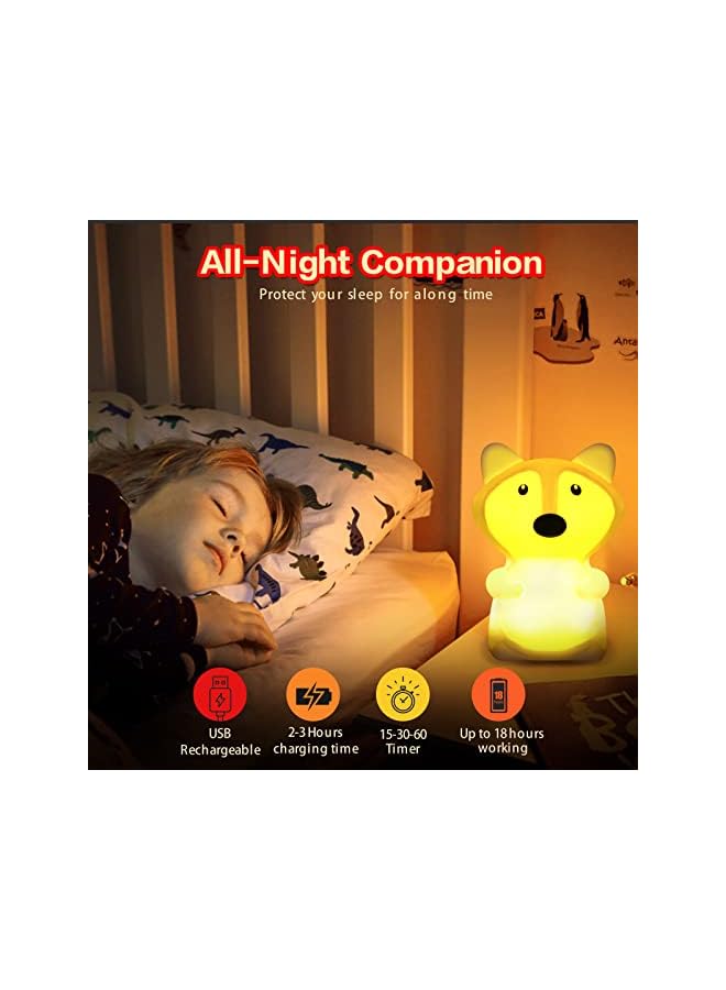 The Bros Fox Squishy Night Light for Babies & Kids, Nursery Light, Animal Shaped, Silicone Material - Image 4