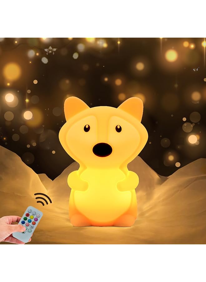 The Bros Fox Squishy Night Light for Babies & Kids, Nursery Light, Animal Shaped, Silicone Material - Image 1