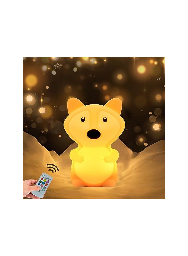 The Bros Fox Squishy Night Light for Babies & Kids, Nursery Light, Animal Shaped, Silicone Material - Image 2
