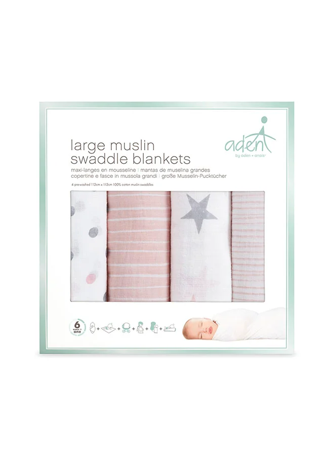 aden + anais Essentials Muslin Swaddle Blanket - Pack of 4