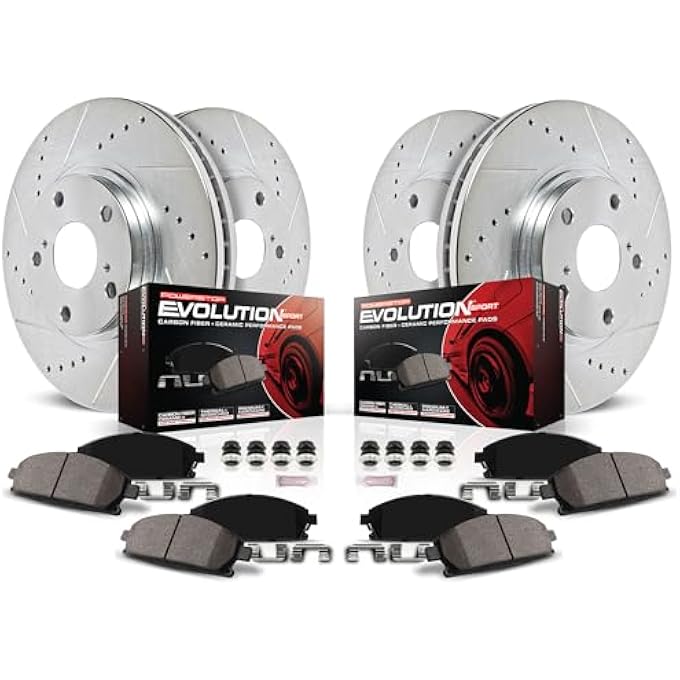 ريحني وسادات فرامل Z23 من ألياف الكربون الأمامية والخلفية K718 Power Stop مع دوارات فرامل مثقوبة مزخرفة، تطبيق خاص بنموذج 19901993 مازدا مياتا - Image 2