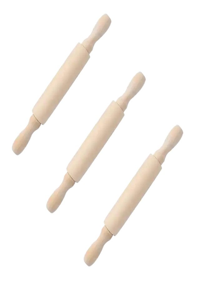 Cauaoa 3pcs Wooden Mini Rolling Pin Baking Small Dough Rolling Pins for Fondant Pastry Pizza Crafting and Imaginative Play for Christmas Presents Mini Rolling Pin Rolling Pins Kitchen and Dining(6 Inch) - Image 1