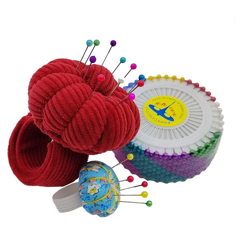 Memfish Wrist Pin Cushion Pincushions Needlework DIY Handcraft Needles Holder for Sewing and Quilting Pop Snap Ring with 1 Elastic Strap Finger Ring Pincushions Pumpkin ShapedShaped - Image 2