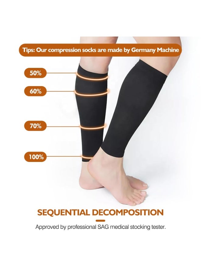 Calf Compression Sleeve for Men & Women, 1 Pair, Footless Compression Socks 20–30mmHg for Leg Support, Pain Relief, Swelling & Daily Use - Image 2