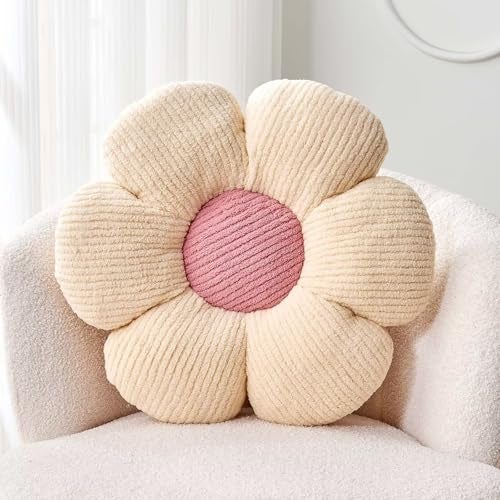 Kcvvcr Flower Throw Pillow, Soft White 14.9" Shaped Floor Pillow for Home Decor, Cute Aesthetic Plush Decorative Pillows for Bed, Sofa, Couch - Image 1