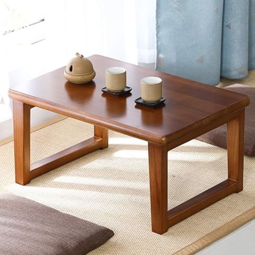 Runam Woods Solid Wood Simple Low Height Japanese Style Coffee/Tea Table for Living Room, Tatami Table for Breakfast, Laptop, Study (Dark Red Mohgany, 80 x 40 x 30- cm) - Image 1