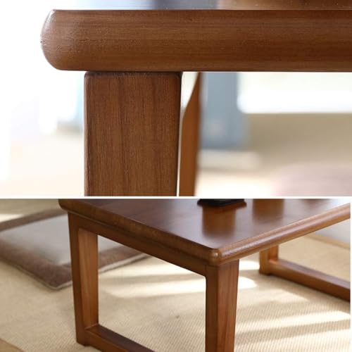 Runam Woods Solid Wood Simple Low Height Japanese Style Coffee/Tea Table for Living Room, Tatami Table for Breakfast, Laptop, Study (Dark Red Mohgany, 80 x 40 x 30- cm) - Image 2
