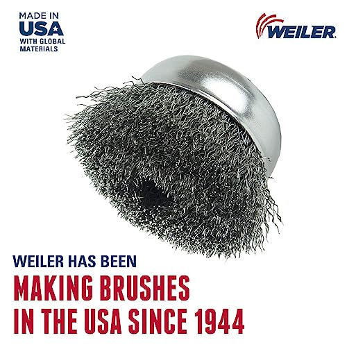 Weiler 13245 3" Crimped Wire Cup Brush, .014" Steel Fill, 5/8"-11 UNC Nut, Made in the USA - Image 2
