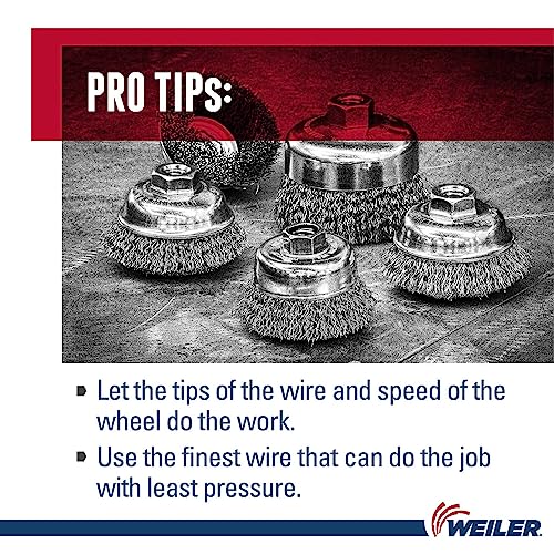 Weiler 13245 3" Crimped Wire Cup Brush, .014" Steel Fill, 5/8"-11 UNC Nut, Made in the USA - Image 5