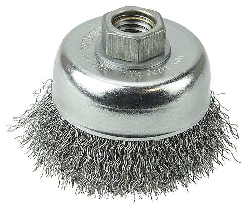 Weiler 13245 3" Crimped Wire Cup Brush, .014" Steel Fill, 5/8"-11 UNC Nut, Made in the USA - Image 1