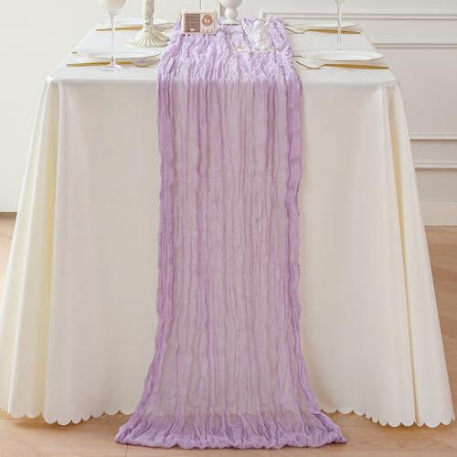 Sioloc 1 Pack Lilac Purple Lavender Cheesecloth Table Runner Fall Autumn Decor for Home 10ft Table Cloth for Tea Wedding Birthday Party Baby Bridal Shower Halloween Thanksgiving - Image 4