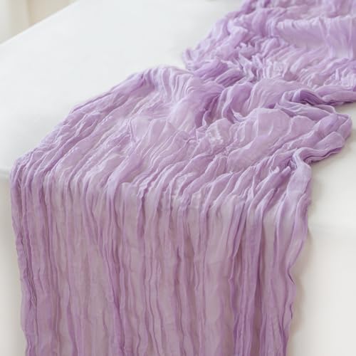 Sioloc 1 Pack Lilac Purple Lavender Cheesecloth Table Runner Fall Autumn Decor for Home 10ft Table Cloth for Tea Wedding Birthday Party Baby Bridal Shower Halloween Thanksgiving - Image 1