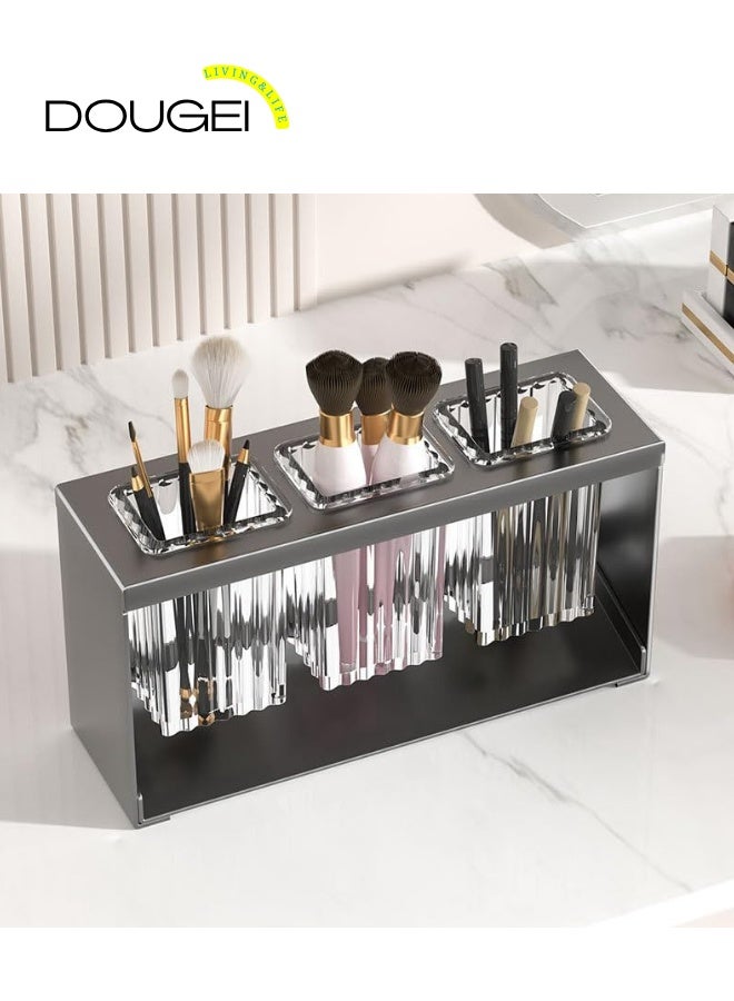 دوغي كونترتوب أدوات المائدة التجفيف حامل أدوات المائدة المائدة التجفيف صندوق منضدية منفصل 3 أكواب شوكة عود المطبخ تخزين أدوات المائدة منظم الأواني (أسود) - Image 5