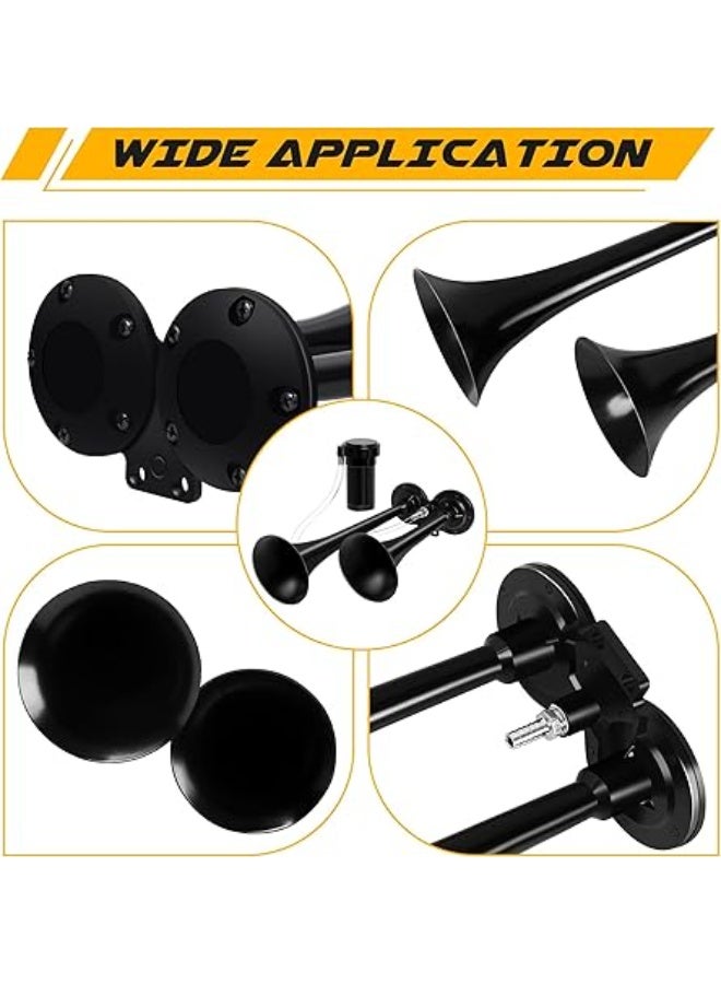 MAKINGTEC Air Horn Kit, Super Loud Train Horn for Truck, Air Horn Dual Truck Horn with Compressor for 12V Vehicles Trucks Pickup Trains Cars Boats (Dual black) - Image 4