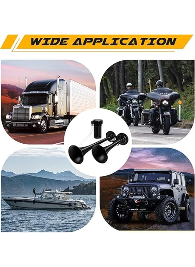 MAKINGTEC Air Horn Kit, Super Loud Train Horn for Truck, Air Horn Dual Truck Horn with Compressor for 12V Vehicles Trucks Pickup Trains Cars Boats (Dual black) - Image 5
