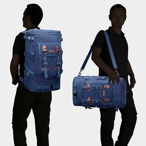 WITZMAN Travel Backpack for Men Women Canvas Backpack Carry on Luggage Rucksack Convertible Duffel Bag Large (A568 Blue) - Image 2