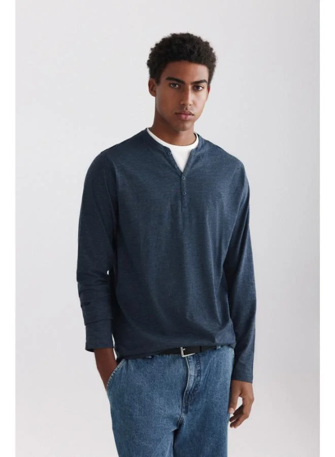 Springfield Double neck Henley long sleeve T-shirt