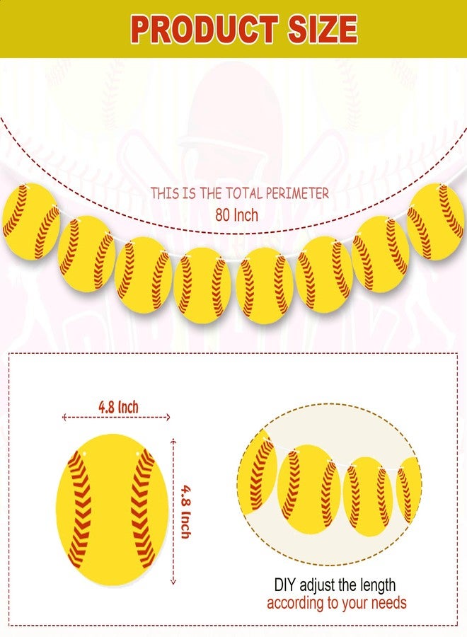 HEPAPATE Softball Party Banner,4Pcs Softball Paper Garland for Baby Shower Sports Theme Party Decorations,Softball Birthday Party Photo Prop Pennant Supplies - Image 2