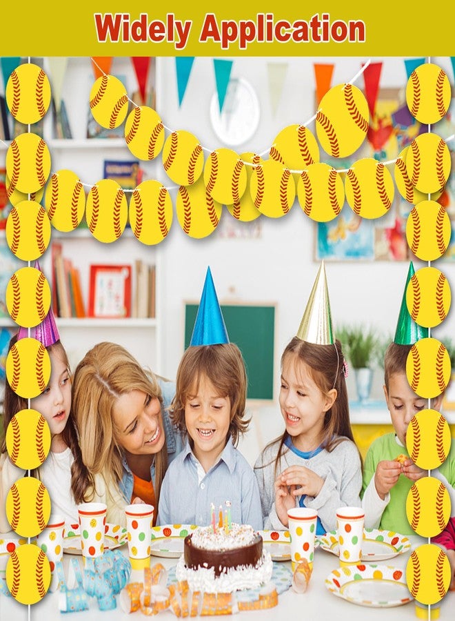 HEPAPATE Softball Party Banner,4Pcs Softball Paper Garland for Baby Shower Sports Theme Party Decorations,Softball Birthday Party Photo Prop Pennant Supplies - Image 5