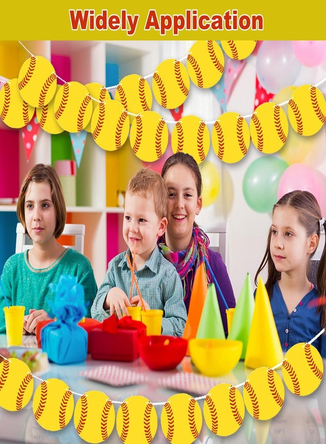 HEPAPATE Softball Party Banner,4Pcs Softball Paper Garland for Baby Shower Sports Theme Party Decorations,Softball Birthday Party Photo Prop Pennant Supplies - Image 4