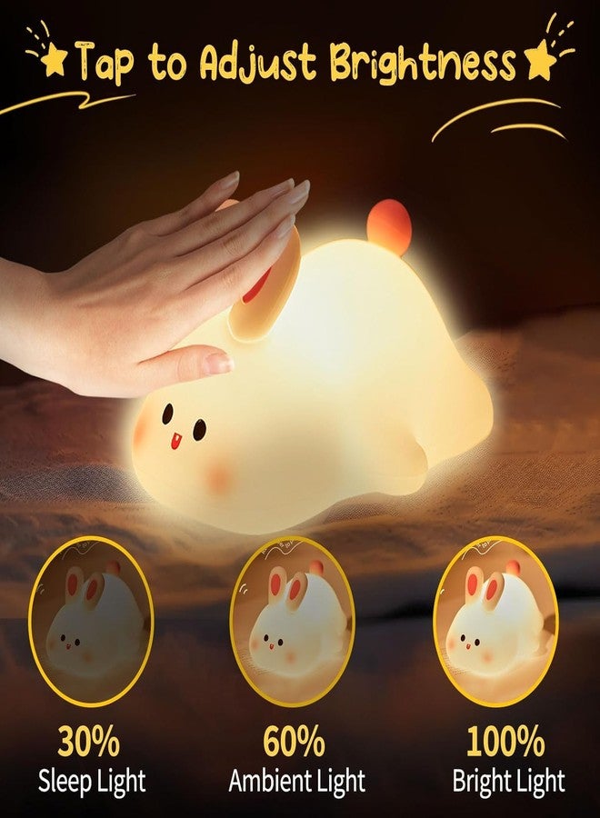 مصباح ليلي للأطفال من دارفيس، مصنوع من السيليكون على شكل أرنب، قابل لإعادة الشحن، بتصميم لطيف مع 3 مستويات سطوع، مثالي لغرف النوم، وغرف الأطفال، ومكاتب الدراسة، كما أنه مصباح ليلي مزخرف مناسب لأعياد الميلاد وديوالي. - Image 3