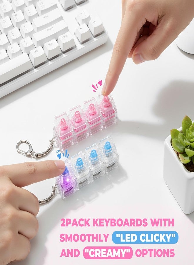 FunisFun 2PCS Keyboard Fidget Toy for Adults - Cat Shaped Keyboard Fidget Clicker Keychain with LED Light, Clicky & Creamy Clickers for Stress Relief Anxiety Decompression - Image 4