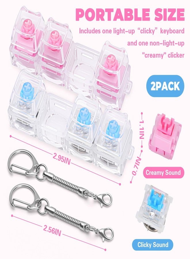 FunisFun 2PCS Keyboard Fidget Toy for Adults - Cat Shaped Keyboard Fidget Clicker Keychain with LED Light, Clicky & Creamy Clickers for Stress Relief Anxiety Decompression - Image 2