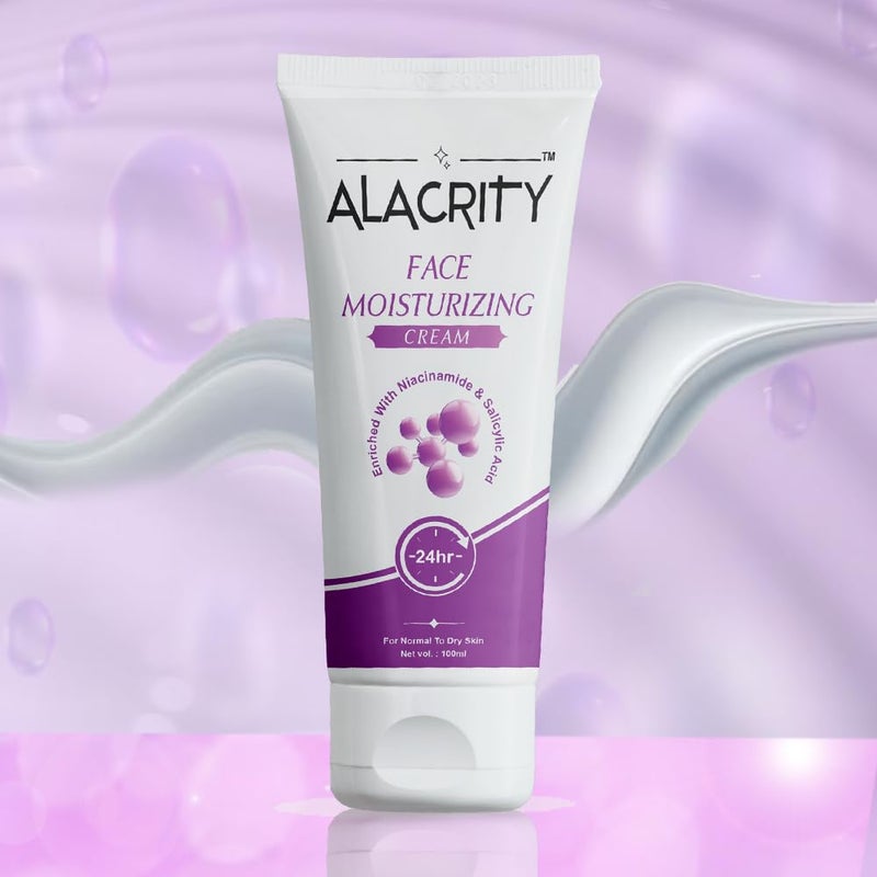 ALACRITY Moisturizing Cream with Niacinamide Aloe Vera Hydrating Face Cream for Smooth Youthful Skinsuitable for both men and women 100g - Image 1