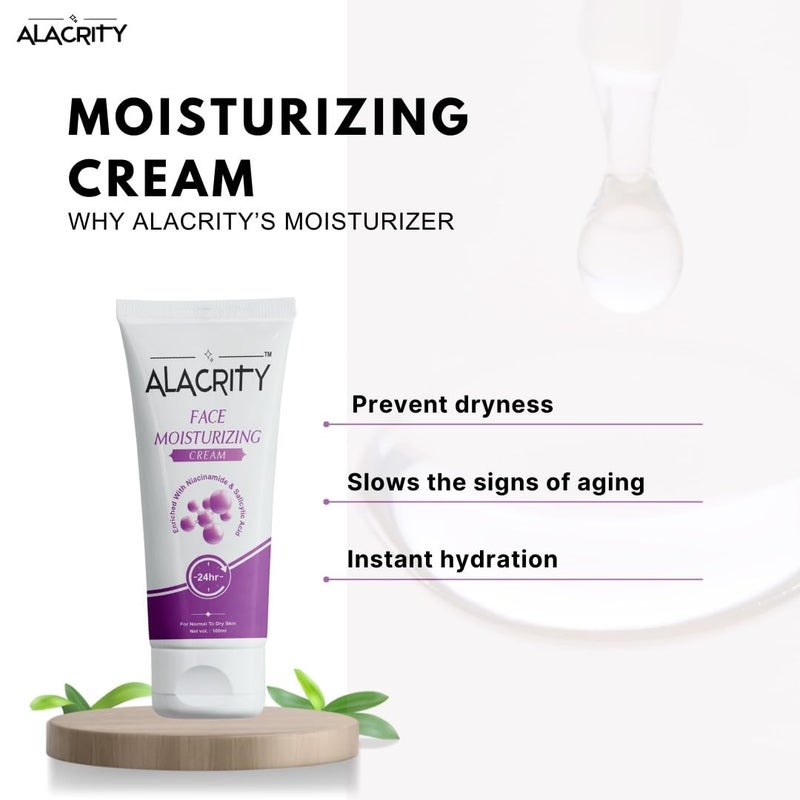 ALACRITY Moisturizing Cream with Niacinamide Aloe Vera Hydrating Face Cream for Smooth Youthful Skinsuitable for both men and women 100g - Image 2