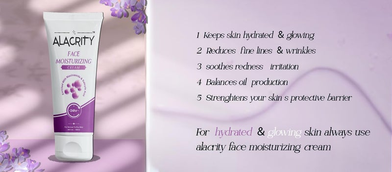 ALACRITY Moisturizing Cream with Niacinamide Aloe Vera Hydrating Face Cream for Smooth Youthful Skinsuitable for both men and women 100g - Image 5