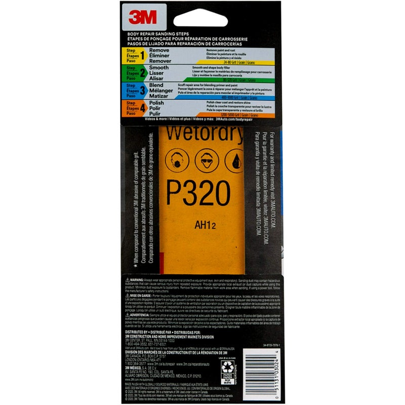 3M Wetordry Sandpaper, 03024, Assorted Grits, 3 2/3 in x 9 in, 5 Sheets Per Pack - Image 5