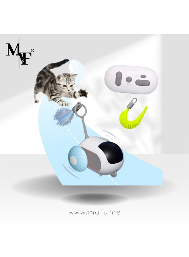Pet Gravity لعبة القط بالتحكم عن بعد من، ألعاب مطاردة تفاعلية مطورة للقطط الداخلية، لعبة سيارة ذكية للقطط مع ريش، ألعاب فأر للقطط، لعبة قطط تفاعلية تعمل بالتحكم عن بعد، لعب ذاتي، قابلة لإعادة الشحن عبر USB (أزرق) - Image 1
