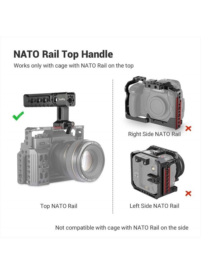 SmallRig NATO Top Handle Quick Release Handgrip, Built-in Cold Shoe Mount, 1/4''-20 and 3/8''-16 Thread Holes, Locating Holes for ARRI Standard, Back/Forward Adjustable - 1955 - Image 2