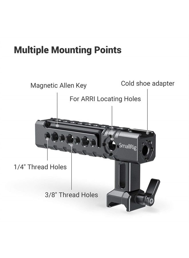 SmallRig NATO Top Handle Quick Release Handgrip, Built-in Cold Shoe Mount, 1/4''-20 and 3/8''-16 Thread Holes, Locating Holes for ARRI Standard, Back/Forward Adjustable - 1955 - Image 5