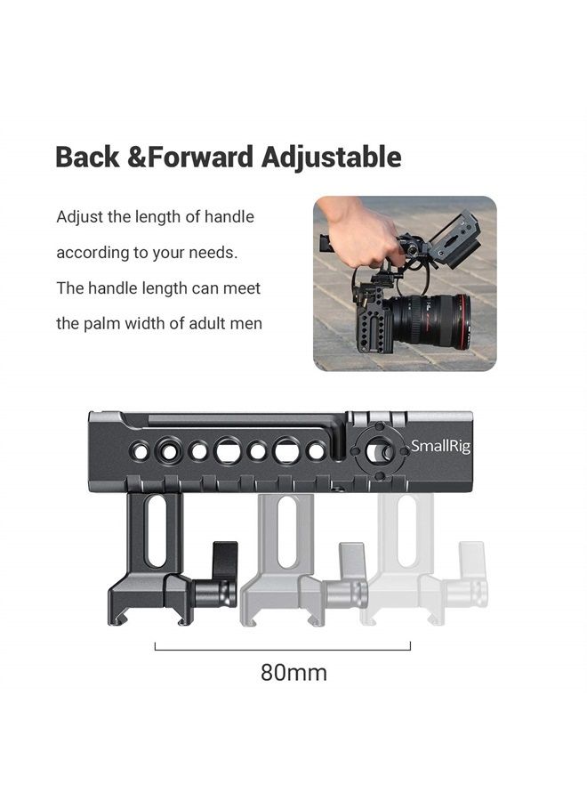 SmallRig NATO Top Handle Quick Release Handgrip, Built-in Cold Shoe Mount, 1/4''-20 and 3/8''-16 Thread Holes, Locating Holes for ARRI Standard, Back/Forward Adjustable - 1955 - Image 4