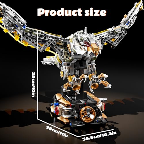 CSNRHG Mechanical Eagle Building Block Set 3D Poseable Model with Articulated Wings Talons STEM Toy for Kids Adults Ideal Gift for Engineering Nature Animal Lovers - Image 5