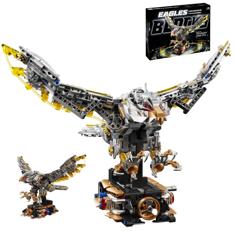 CSNRHG Mechanical Eagle Building Block Set 3D Poseable Model with Articulated Wings Talons STEM Toy for Kids Adults Ideal Gift for Engineering Nature Animal Lovers - Image 3