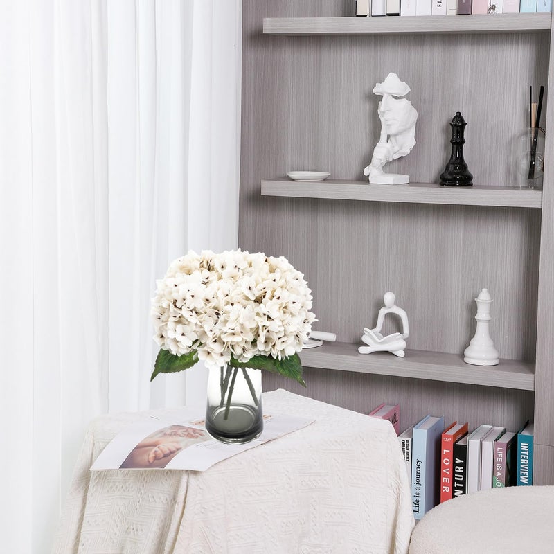Kimura's Cabin 6pcs Fake White Flowers Artificial Silk Hydrangea Flowers Bouquets Faux Hydrangea Stems for Home Table Centerpieces Wedding Party Decoration(Lvory White) - Image 3