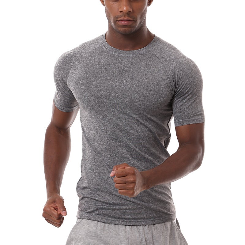 Generic Summer Compression Mens Fitness Gear Short Sleeve Grey