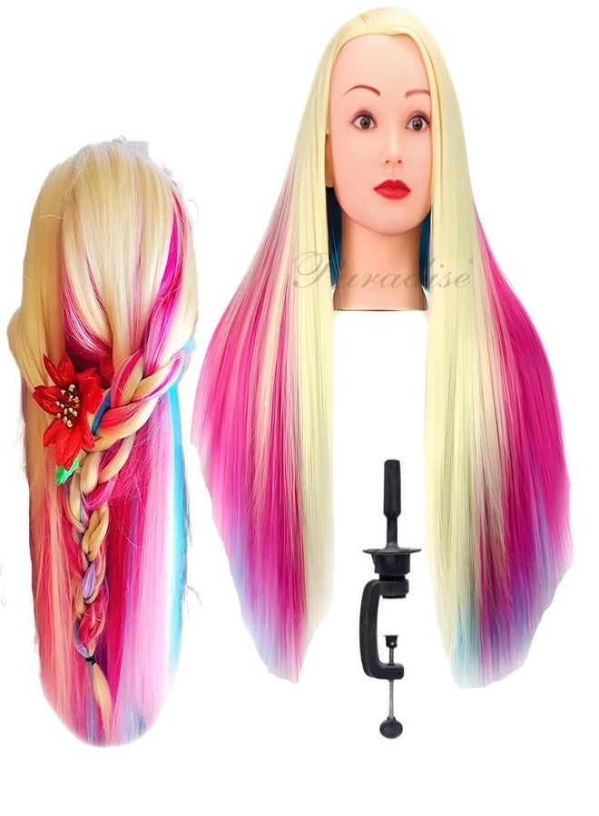 Paradise Professional Hair Dummy Manniquien Head For Hair Styling Practice With Multi-Colour long Hair 30 inch Length includes Clamp Stand - Image 5