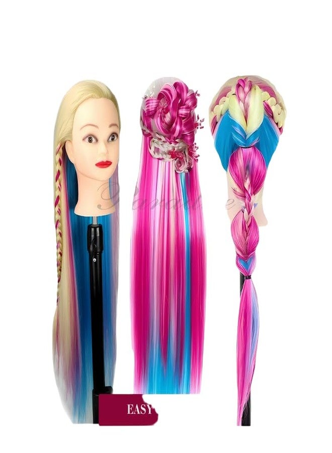 Paradise Professional Hair Dummy Manniquien Head For Hair Styling Practice With Multi-Colour long Hair 30 inch Length includes Clamp Stand - Image 1