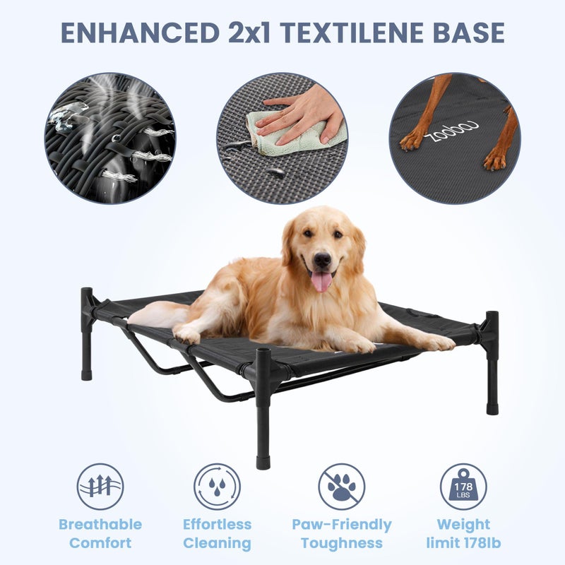 Zooba 48" XL Outdoor Dog House â€“ Weatherproof Elevated Pet Shelter, Breathable Mesh & Steel Frame, Easy to Assemble & Clean, Large Dog Houses for All Seasons (Grey) - Image 4