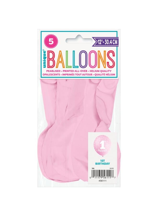 Unique 12" Pink 1St Birthday Balloons - Image 2