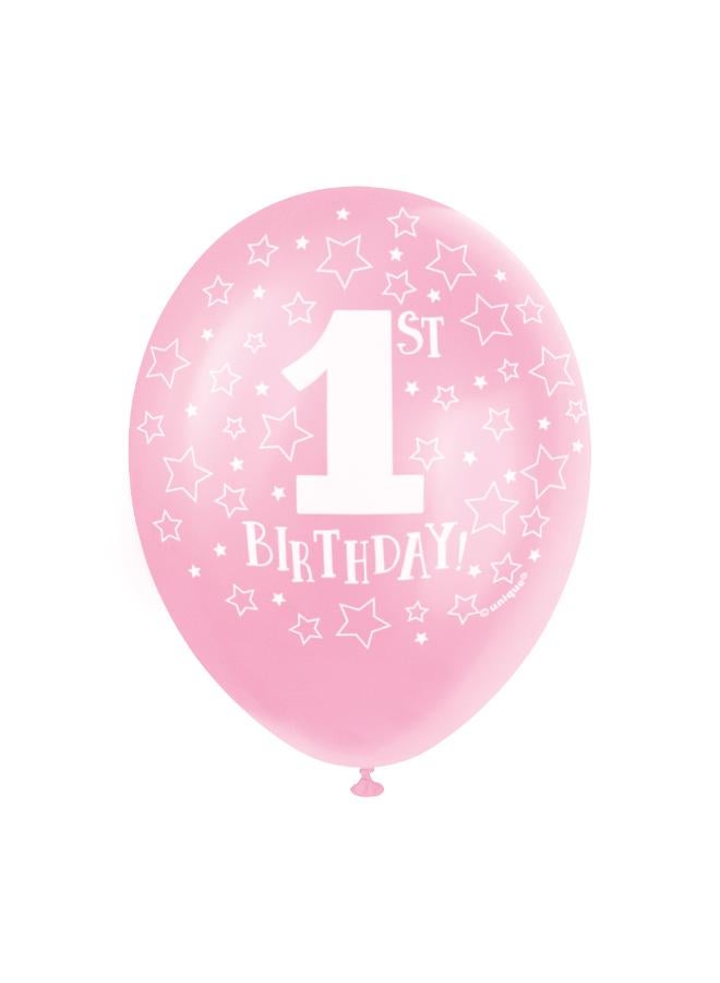 Unique 12" Pink 1St Birthday Balloons - Image 1