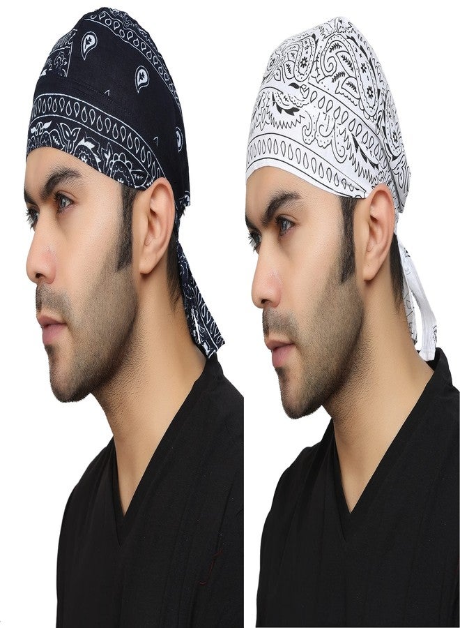 BISMAADH Paisley Print Cotton Headwrap Skull Cap Doo Rag Sweat Wicking Patka for Men & Women - Image 1