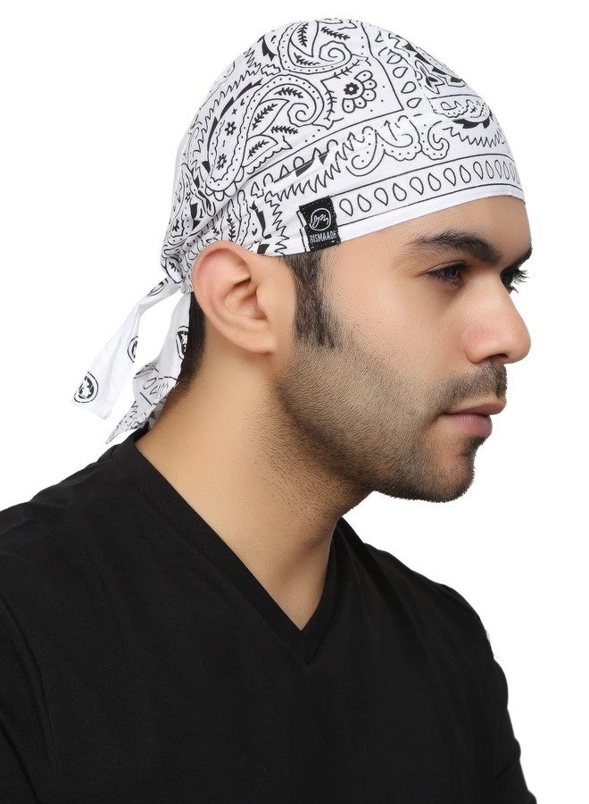 BISMAADH Paisley Print Cotton Headwrap Skull Cap Doo Rag Sweat Wicking Patka for Men & Women - Image 2