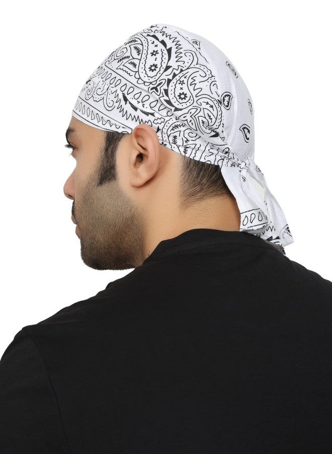BISMAADH Paisley Print Cotton Headwrap Skull Cap Doo Rag Sweat Wicking Patka for Men & Women - Image 3
